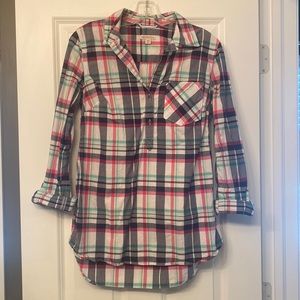Merona, Size S, plaid shirt, longer & perfect w/ leggings, excellent condition